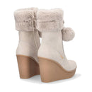 Stivali Donna Imbottiti con Zeppa LIU JO Rania 01 in Suede color Latte con Pon Pon