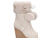 Stivali Donna Imbottiti con Zeppa LIU JO Rania 01 in Suede color Latte con Pon Pon