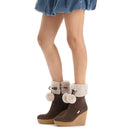 Stivali Donna Imbottiti con Zeppa LIU JO Rania 01 in Suede Marrone con Pon Pon