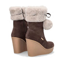 Stivali Donna Imbottiti con Zeppa LIU JO Rania 01 in Suede Marrone con Pon Pon