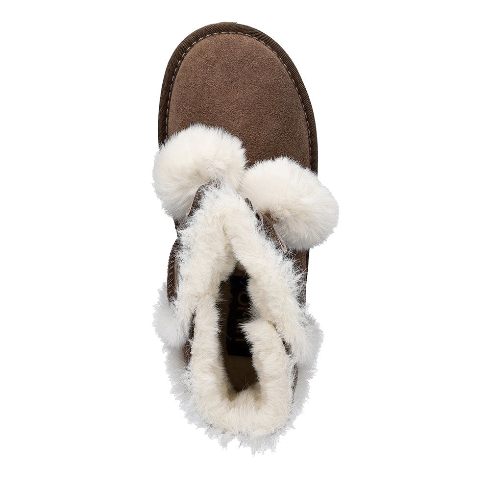 Stivaletti Donna Imbottiti LIU JO Jil 05 in Suede Marrone con Pon Pon