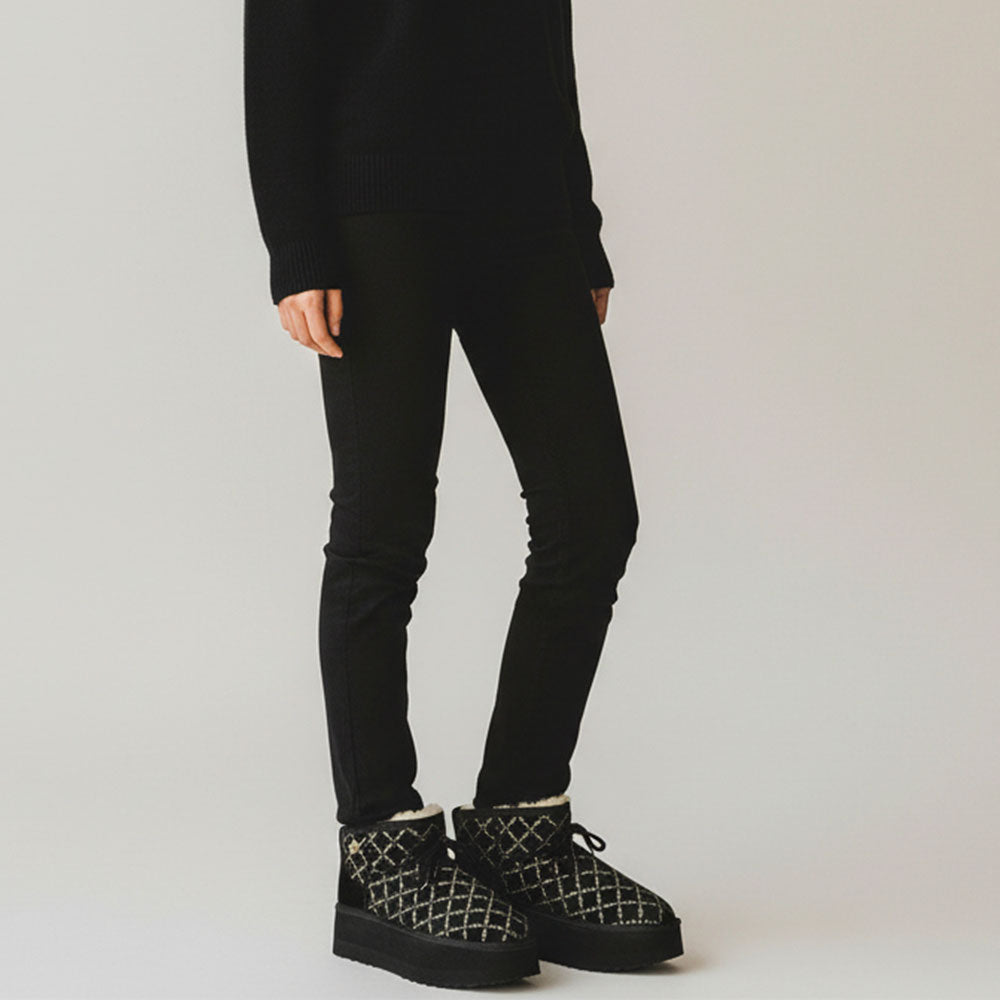 Stivaletti Donna Platform Imbottiti LIU JO Jane 01 in Microfibra Stampata Nero