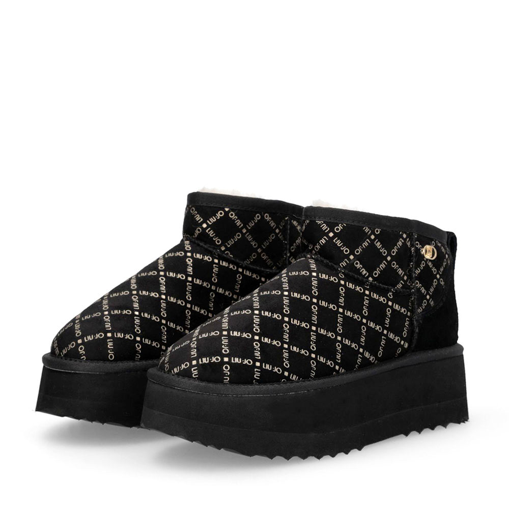 Stivaletti Donna Platform Imbottiti LIU JO Jane 01 in Microfibra Stampata Nero