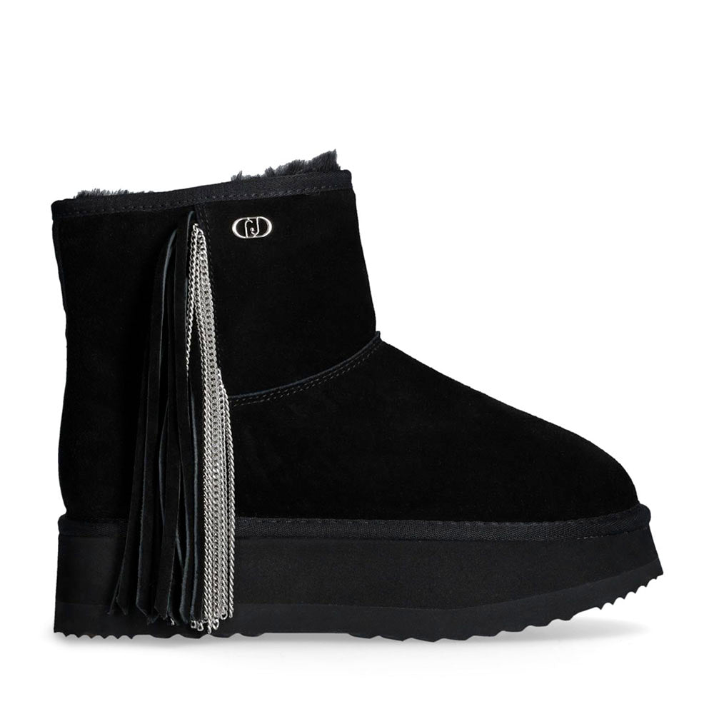Stivaletti Donna Platform Imbottiti LIU JO Jane 09 in Suede Nero con Frange