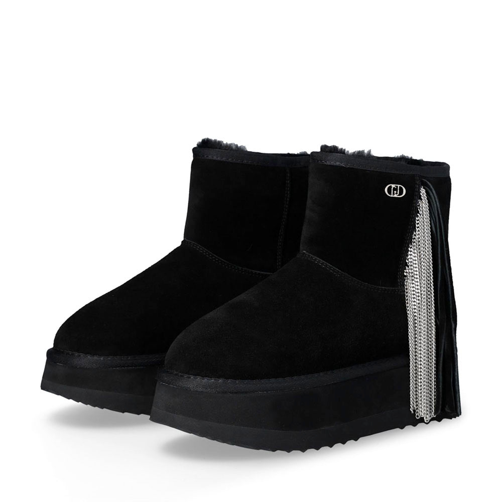 Stivaletti Donna Platform Imbottiti LIU JO Jane 09 in Suede Nero con Frange