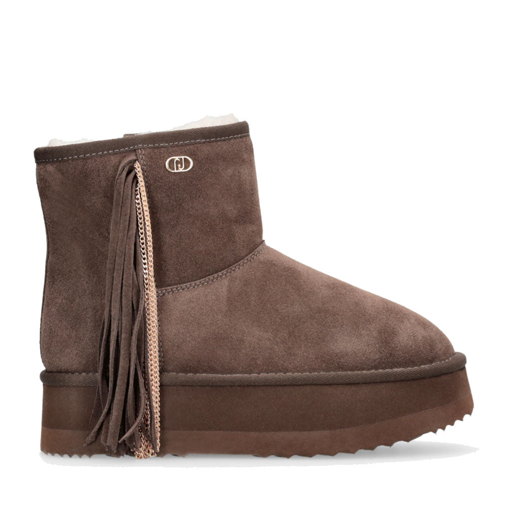 Stivaletti Donna Platform Imbottiti LIU JO Jane 09 in Suede color Ebano con Frange