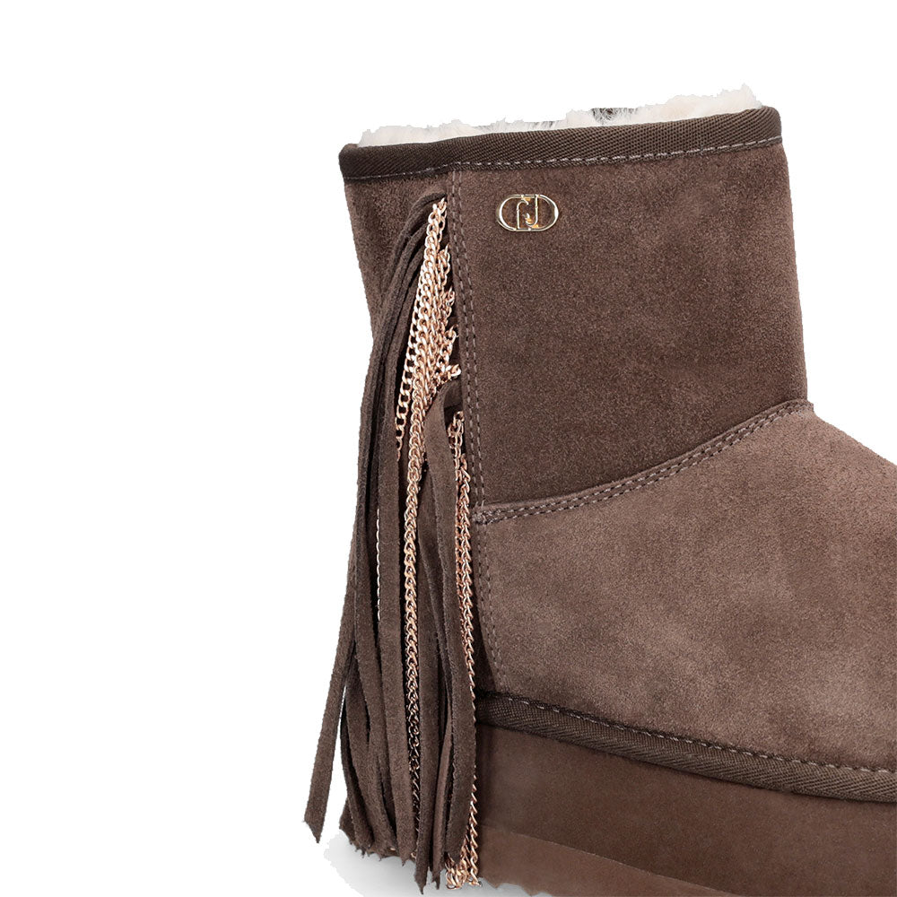 Stivaletti Donna Platform Imbottiti LIU JO Jane 09 in Suede color Ebano con Frange