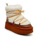 Stivali Donna da Neve LIU JO Jane 07 in Pelle e Eco Fur Marrone