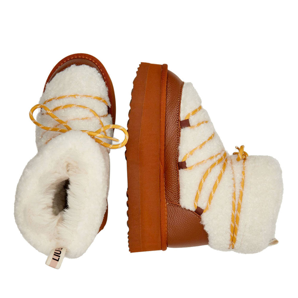 Stivali Donna da Neve LIU JO Jane 07 in Pelle e Eco Fur Marrone