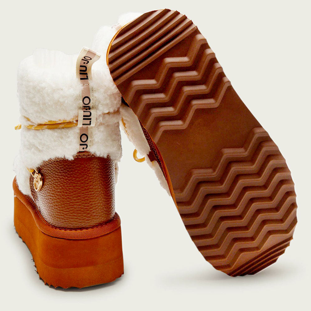 Stivali Donna da Neve LIU JO Jane 07 in Pelle e Eco Fur Marrone