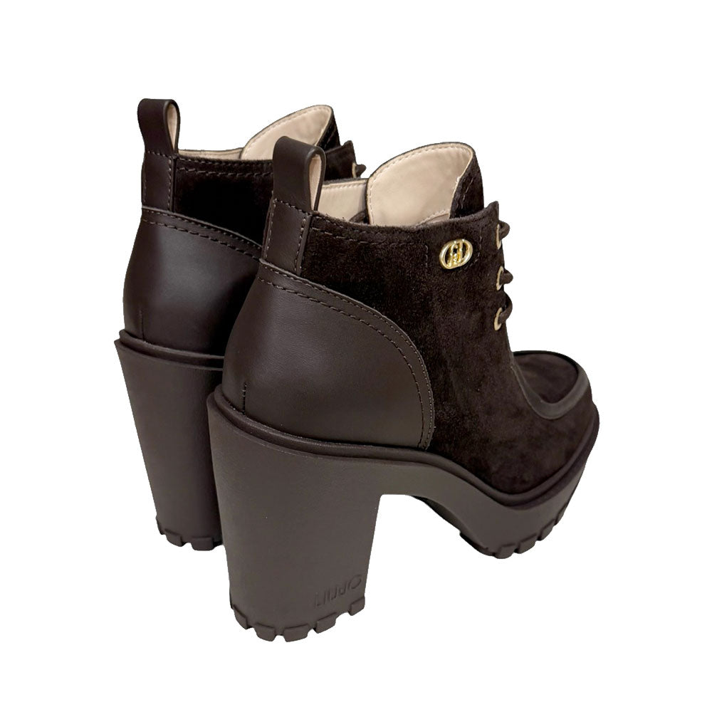 Stivaletti Donna con Tacco LIU JO Ruby 10 in Suede e Pelle Moka
