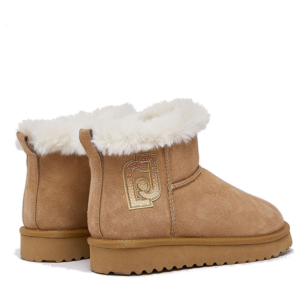 Stivaletti Donna Imbottiti LIU JO Jil 12 in Suede color Cognac con Logo