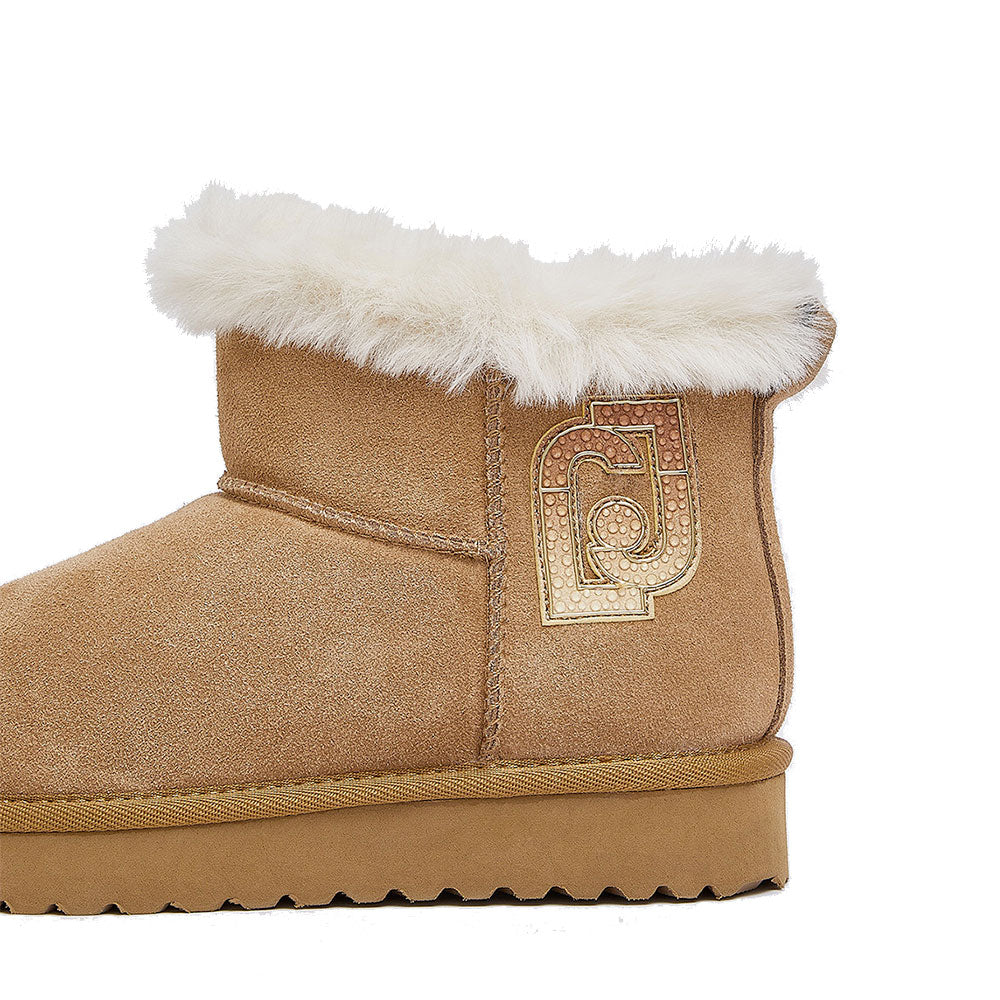 Stivaletti Donna Imbottiti LIU JO Jil 12 in Suede color Cognac con Logo