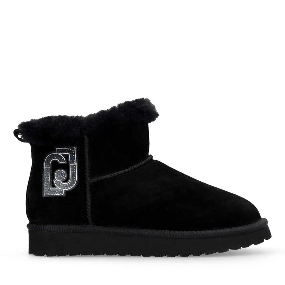 Stivaletti Donna Imbottiti LIU JO Jil 12 in Suede Nero con Logo