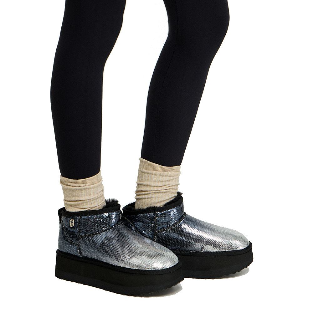 Stivaletti Donna Imbottiti Platform LIU JO Jane 01 con Paillettes Sfumate All Over Nere