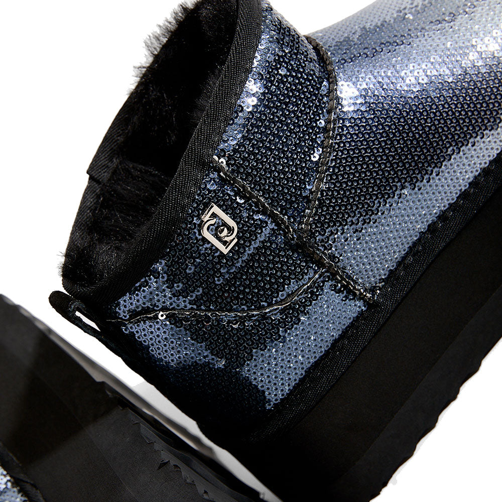 Stivaletti Donna Imbottiti Platform LIU JO Jane 01 con Paillettes Sfumate All Over Nere