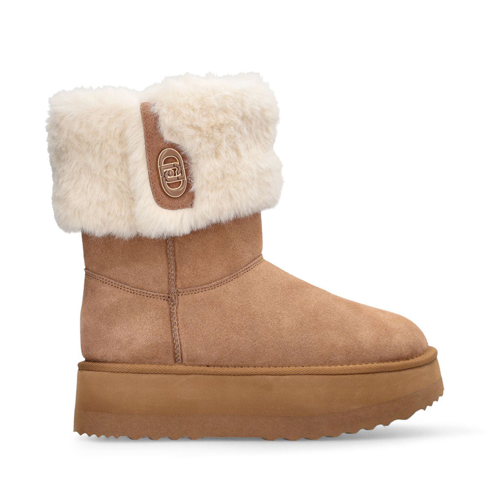 Stivali Donna Imbottiti LIU JO Jane 12 in Suede color Cognac con Risvolto
