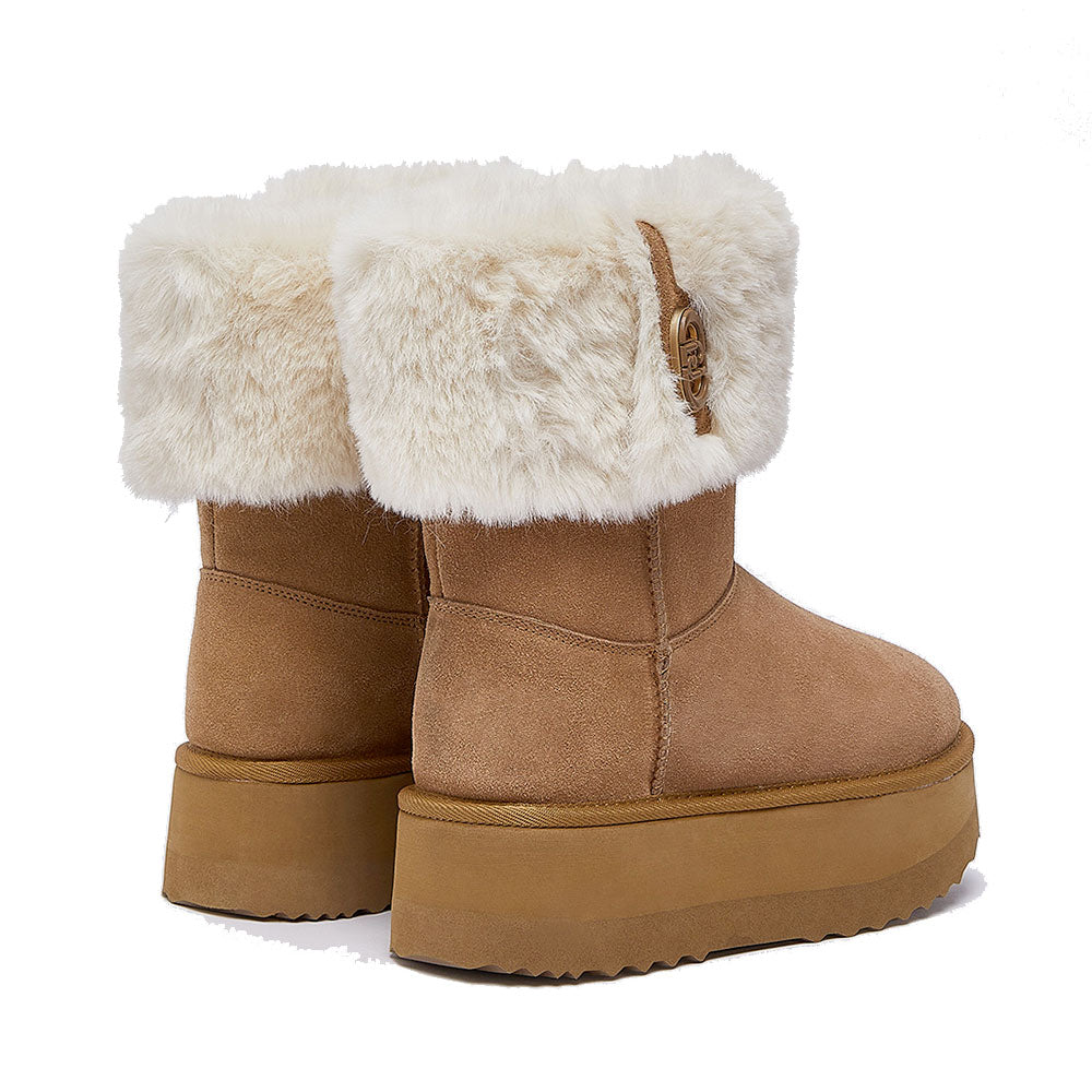 Stivali Donna Imbottiti LIU JO Jane 12 in Suede color Cognac con Risvolto