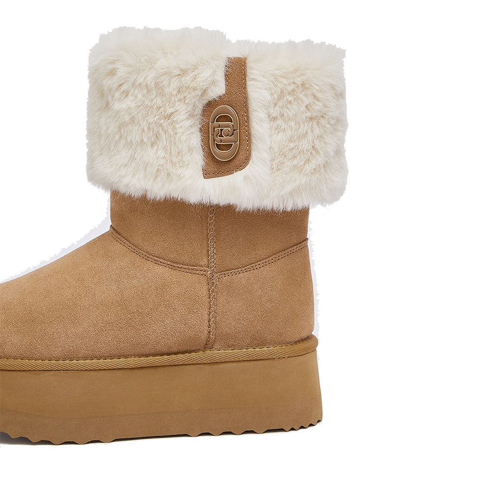 Stivali Donna Imbottiti LIU JO Jane 12 in Suede color Cognac con Risvolto