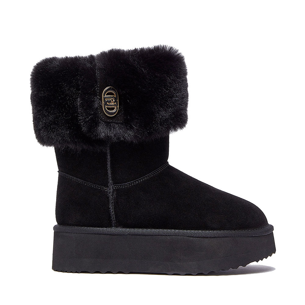 Stivali Donna Imbottiti LIU JO Jane 12 in Suede Nero con Risvolto