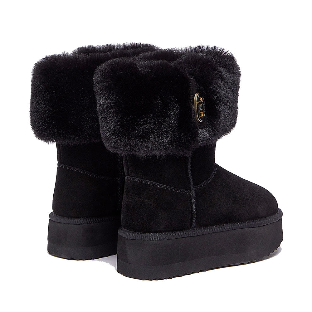 Stivali Donna Imbottiti LIU JO Jane 12 in Suede Nero con Risvolto