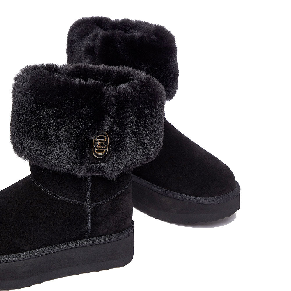Stivali Donna Imbottiti LIU JO Jane 12 in Suede Nero con Risvolto