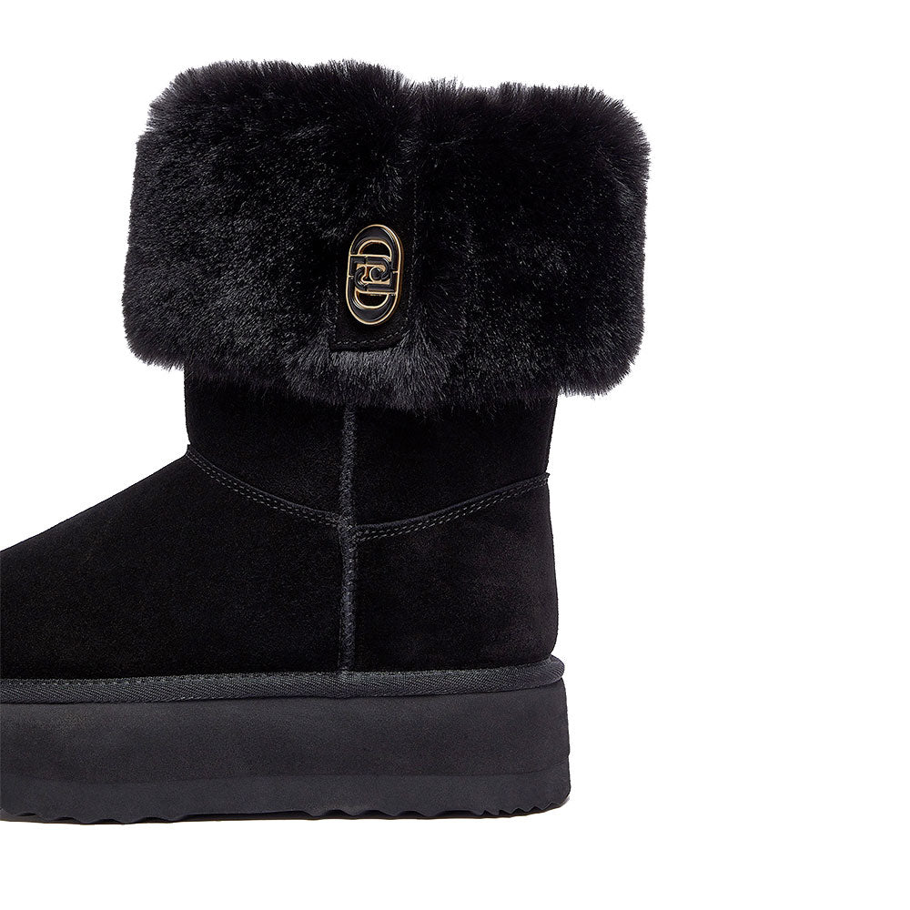 Stivali Donna Imbottiti LIU JO Jane 12 in Suede Nero con Risvolto