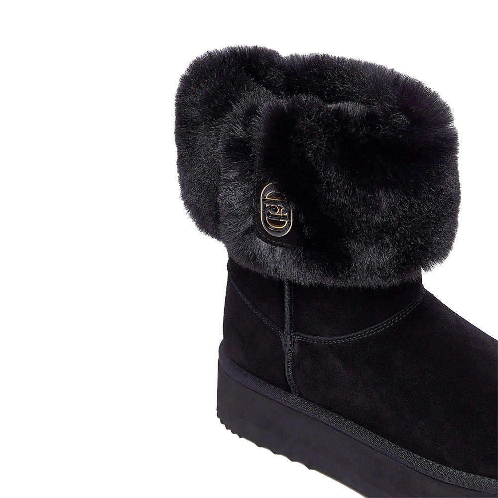 Stivali Donna Imbottiti LIU JO Jane 12 in Suede Nero con Risvolto