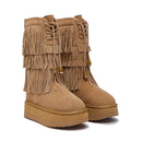 Stivali Donna con Frange LIU JO Jane 16 in Suede color Cognac