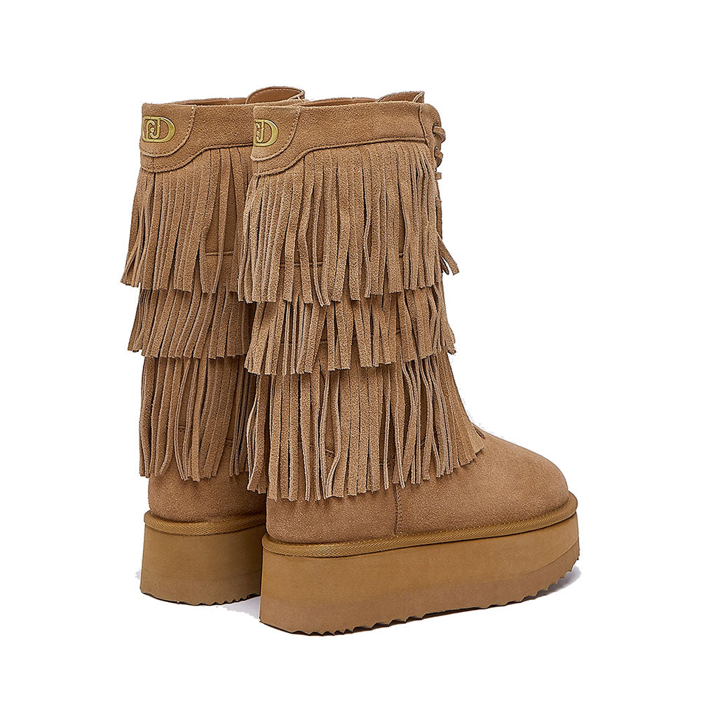 Stivali Donna con Frange LIU JO Jane 16 in Suede color Cognac