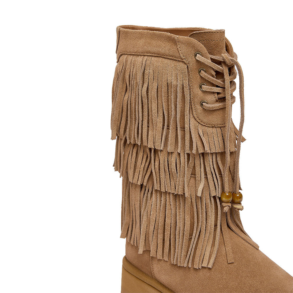 Stivali Donna con Frange LIU JO Jane 16 in Suede color Cognac