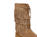 Stivali Donna con Frange LIU JO Jane 16 in Suede color Cognac