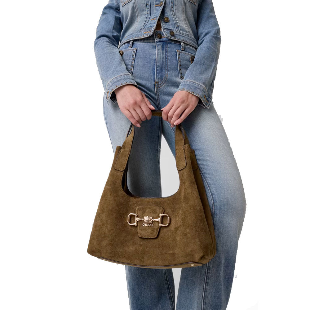 Borsa Donna Hobo a Spalla GUESS Linea Sunset Colore Olive Misura Small