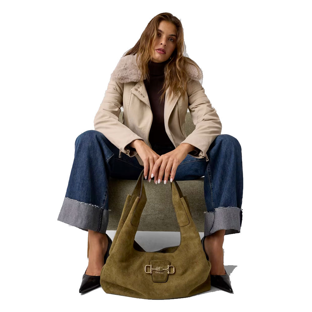 Borsa Donna Hobo a Spalla GUESS Linea Sunset Colore Olive