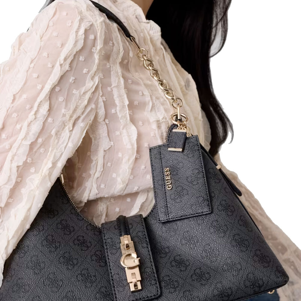 Borsa Donna Hobo a Spalla GUESS Linea Yvonne Colore Coal Logo