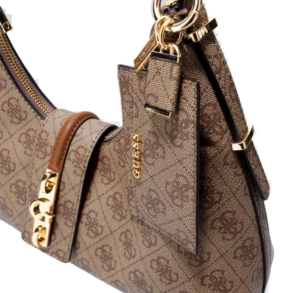 Borsa Donna Hobo a Spalla GUESS Linea Yvonne Colore Latte Logo