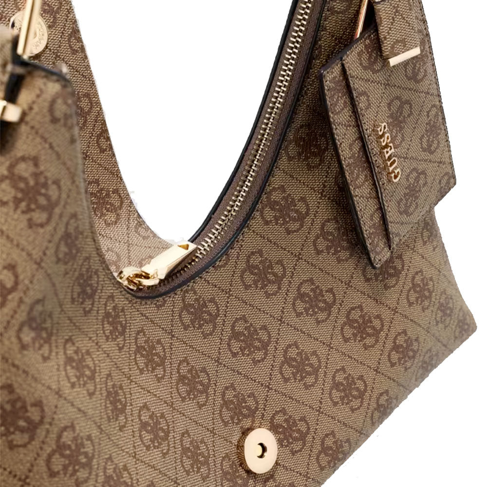 Borsa Donna Hobo a Spalla GUESS Linea Yvonne Colore Latte Logo