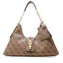 Borsa Donna Hobo a Spalla GUESS Linea Yvonne Colore Latte Logo