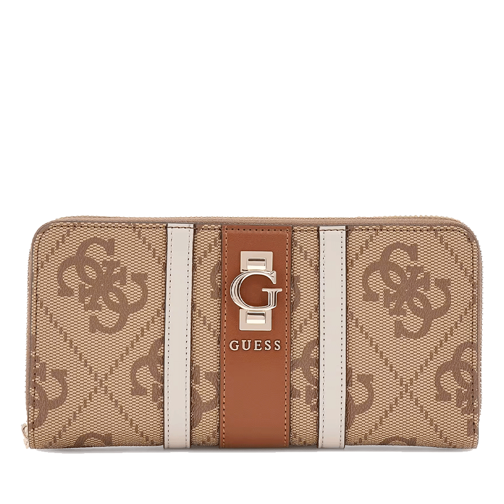 Portafoglio Donna GUESS Zip Around Linea Erenia colore Latte Logo