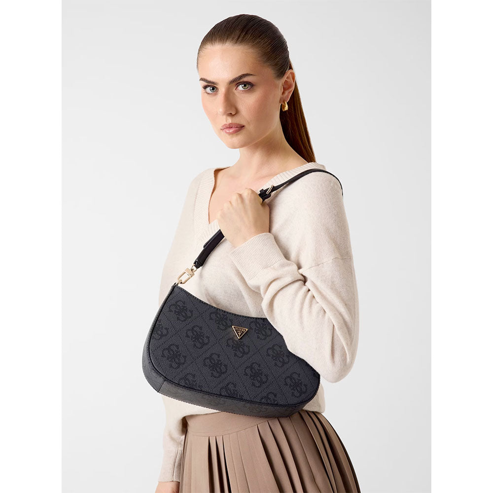 Borsa Donna a Spalla GUESS Linea Noelle colore Coal Logo Misura Piccola