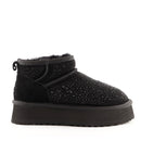 Stivaletti Imbottiti Platform S by MASSIMO SANTINI linea Spilla 01 in Velour Nero con Strass