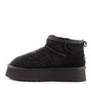 Stivaletti Imbottiti Platform S by MASSIMO SANTINI linea Spilla 01 in Velour Nero con Strass