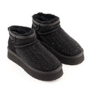 Stivaletti Imbottiti Platform S by MASSIMO SANTINI linea Spilla 01 in Velour Nero con Strass