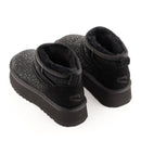 Stivaletti Imbottiti Platform S by MASSIMO SANTINI linea Spilla 01 in Velour Nero con Strass