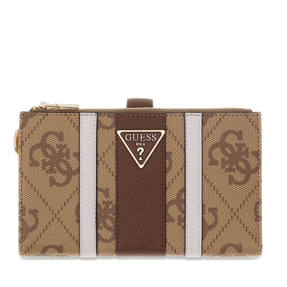 Pochette Donna Portacarte e Portatelefono GUESS linea Laurel Colore Latte Logo - Brown