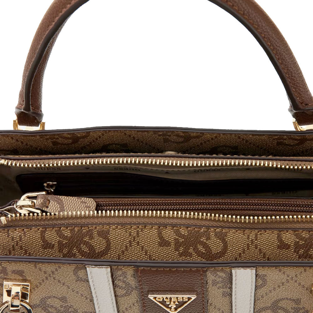 Damen-Henkeltasche GUESS Modell Noelle in Latte Logo - Brown