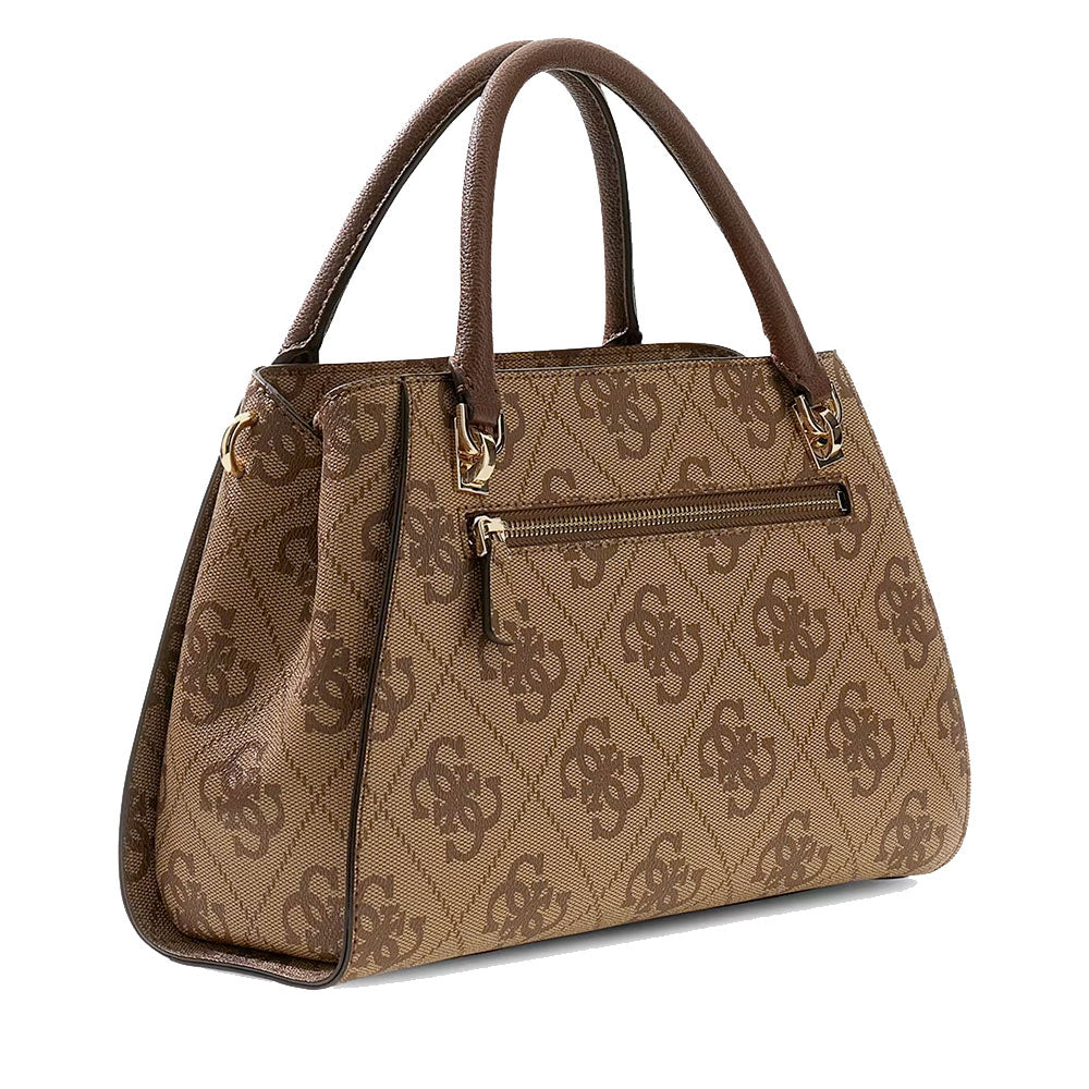 Damen-Henkeltasche GUESS Modell Noelle in Latte Logo - Brown