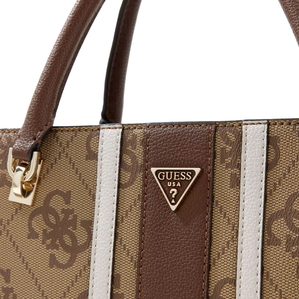 Damen-Henkeltasche GUESS Modell Noelle in Latte Logo - Brown