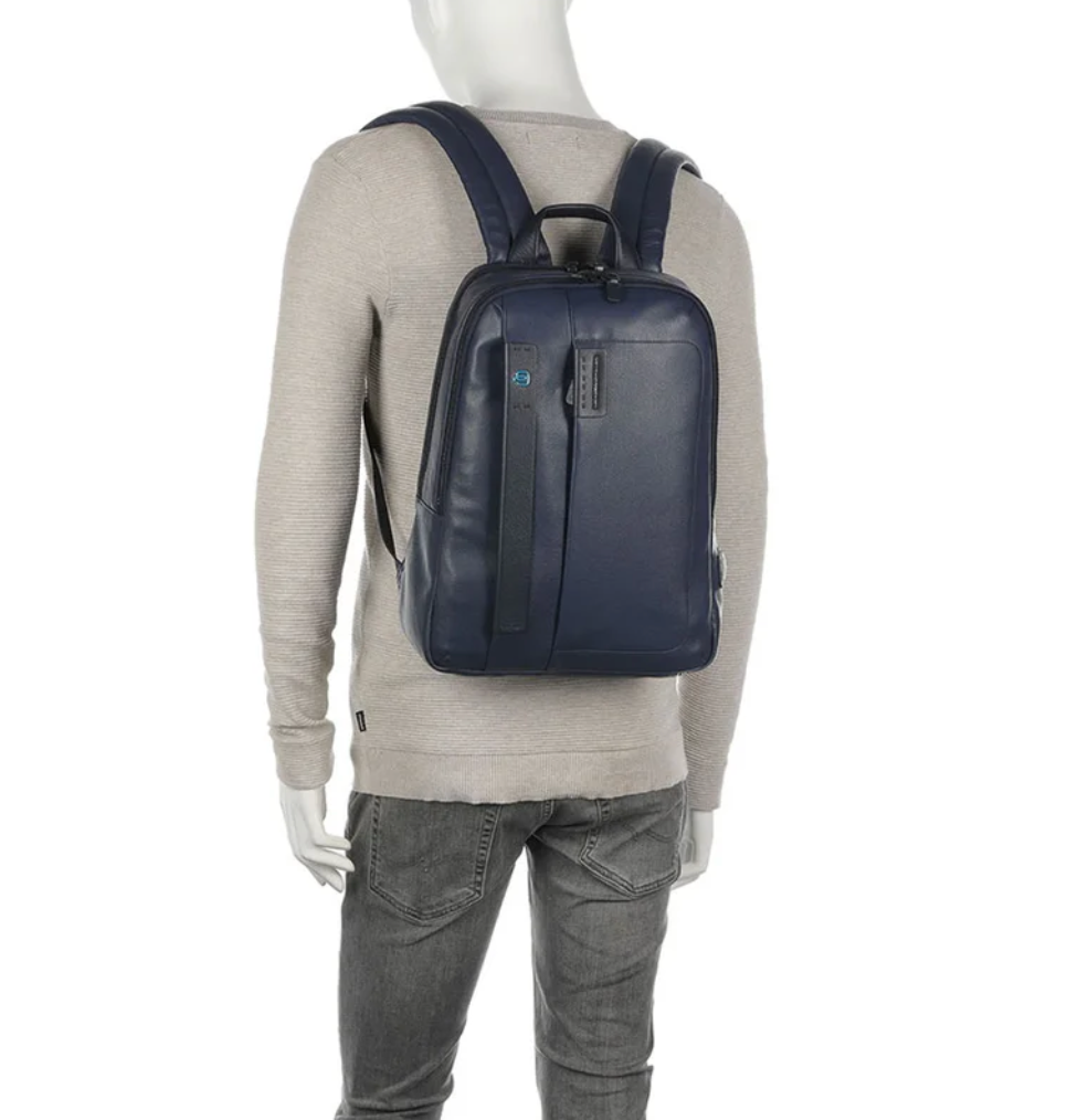 PIQUADRO PULSE LINIE 
Herren-Laptop-Rucksack 14" aus schwarzem Leder - CA3869P15S