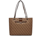 Borsa Donna Shopper a Spalla GUESS Linea Nolana Colore Latte Logo- Brown